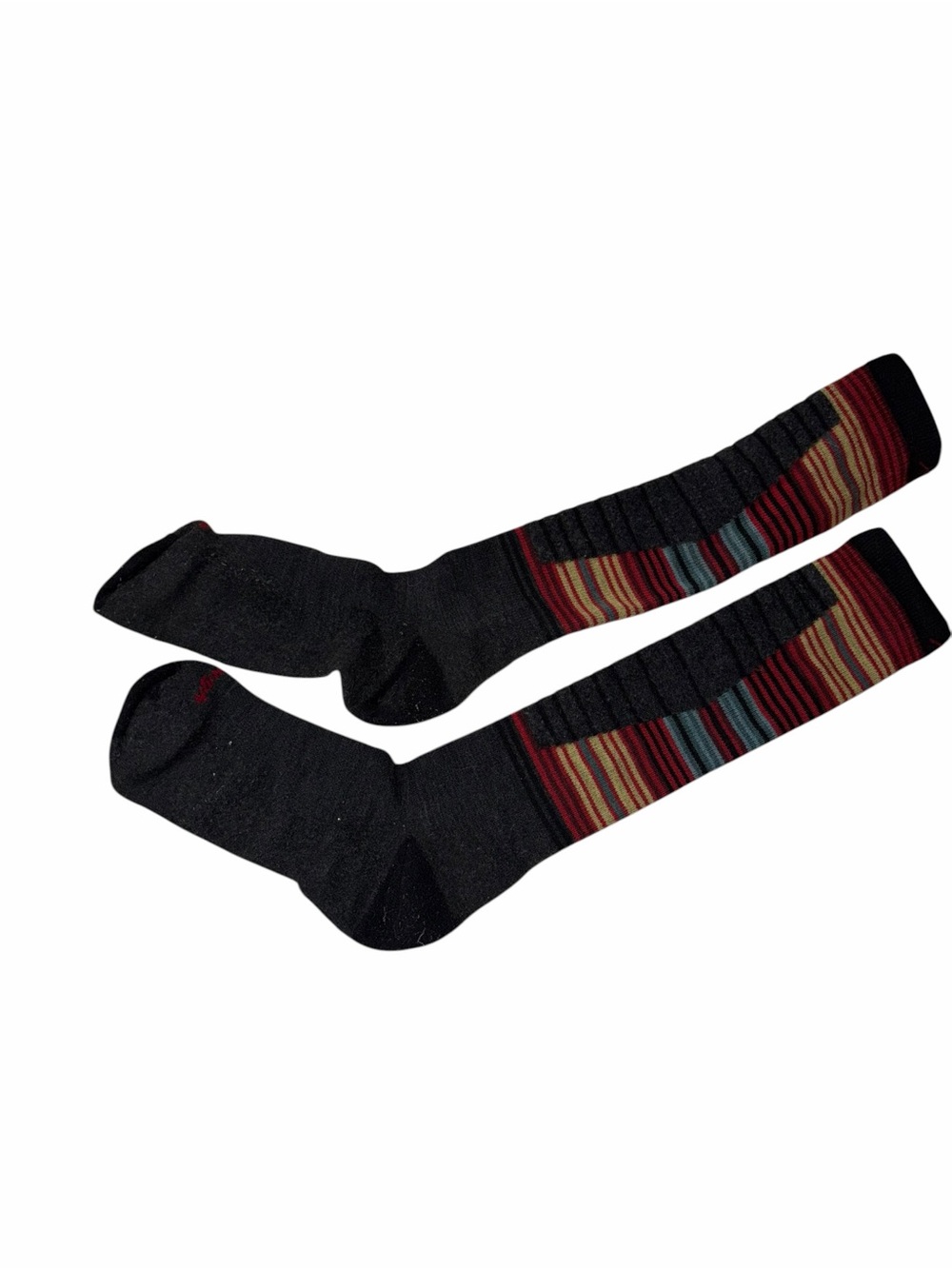 Men's Black Crew Socks with Multicolor Stripes